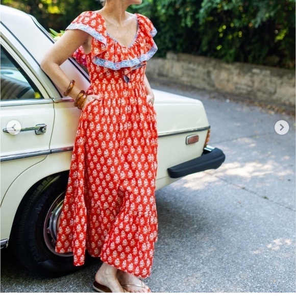 J. Crew Flutter V-neck dress in classic block print sz 00 red blue ruffle sleeve - Picture 1 of 6